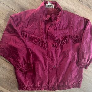 EXCHANGE Plus Rich Burgundy Silk Fringed Jacket